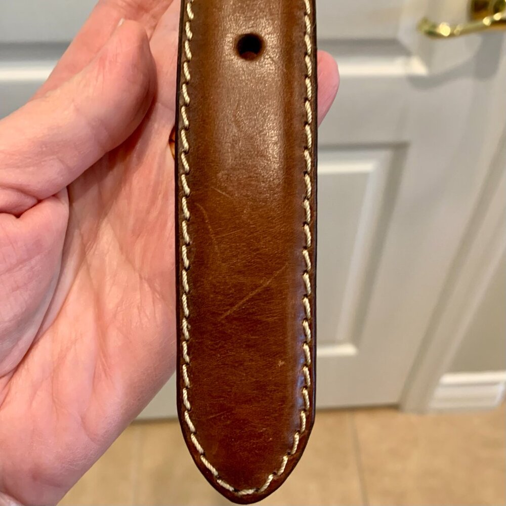 LAUREN RALPH LAUREN 100% Leather Brown Belt Size 36 with Brass Buckle Preppy - Picture 3 of 11